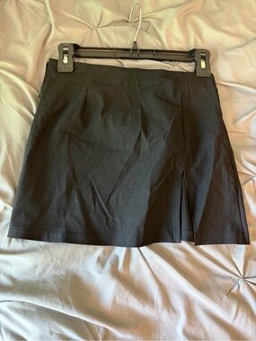 Black Mini Skirt with Front Slit